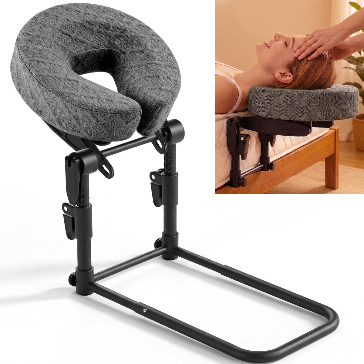 Massage Headrest for Bed, Bed Massage Head Holder with Face Cradle Pillow