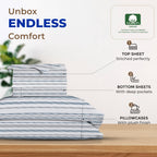 Thread Spread 100% Egyptian Cotton Printed Bed Sheets - 600 Thread Count 4 Pc Full Sheet Set, Hotel Luxury Sateen Bedsheets, 16' Deep Pocket Soft Cooling Sheets For Full Size Bed - Dotted Stripe
