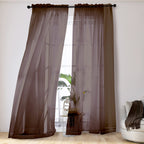 Ovzme 2 Panels Solid Color Sheer 96' Length Window Curtains, Elegant Voile Panels/Draperies/Treatment For Bedroom Living Room C