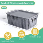 Plastic Storage Baskets With Lid-Plastic Storage Containers Stackable Storage Bins: Storage Baskets For Organizing Shelves Drawe