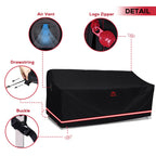 Turtle Life Patio Sofa Cover, Outdoor Heavy Duty Durable Uv Water Resistant Anti-Fading Multi-Person Sofa Cover With 2 Upgrade Air Vents And 2 Buckles, Black, 72' W X 37' D X 35' H