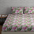 Huesland By Ahmedabad Cotton 144 Tc Cotton Bed Sheets For Double Bed With 2 Pillow Covers | Flamingos Pink