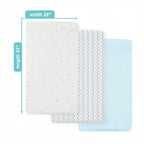 American Baby Company 3 Pack Fitted Crib Sheets 28'' X 52'', Soft Breathable Neutral 100% Cotton Jersey Sheet, Blue Star/Zigzag,
