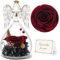 Yamonic Mom Birthday Gifts For Mom,Angel Figurines With Real Rose Gifts For Her Mom Grandma,Preserved Flowers Rose Angel Figurin