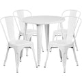 Flash Furniture Dalton Commercial Grade 30 Round Yellow Metal Indoor-Outdoor Table Set with 4 Cafe Chairs
