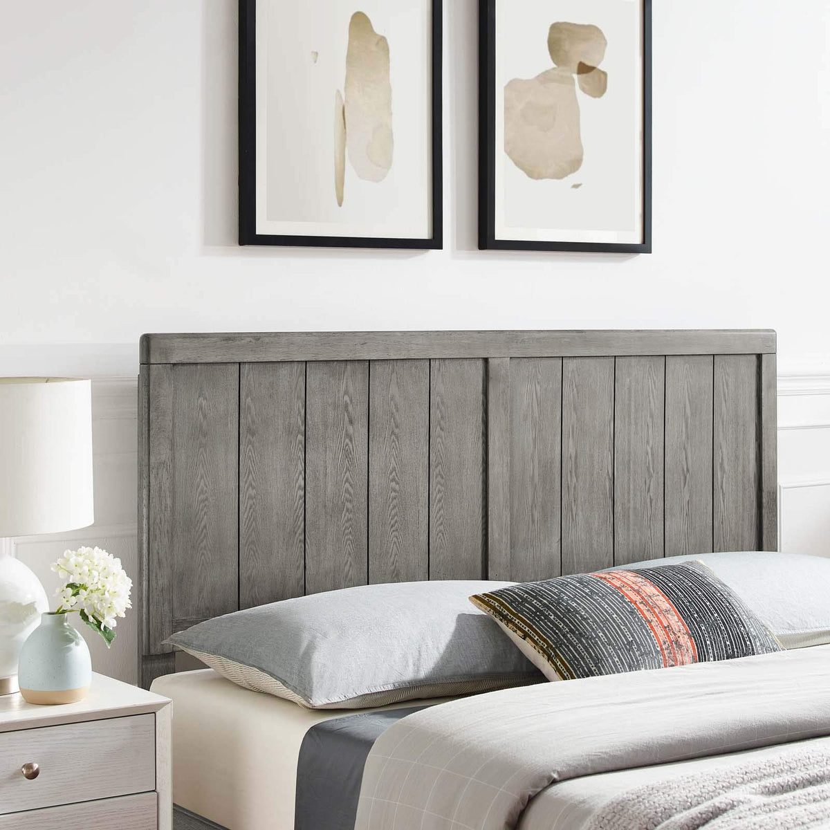 Modway Mod6219Gry Robbie King Wood Headboard, Gray