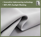 Pi Blackout Long Curtains 108 Inches Length,Energy Efficient Room Darkening Door Curtains Window Treatment With Grommet For Living Room/Bedroom/French Door/Patio 1 Panel (Grey White,W52Xl108)