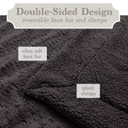 The Connecticut Home Company Throw Blanket, Soft Plush Reversible Faux Fur And Sherpa, Queen 90X90, Warm Thick Throws For Bed, Comfy Washable Bedding Accent Blankets For Sofa Couch Chair, Gray