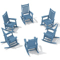 Serwall Hdpe Outdoor Rocking Chair Set Of 6, Outdoor Rocking Chairs For Adults, All Weather Outdoor Rockers For Lawn, Blue