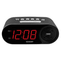 SHARP Digital Easy Read Alarm Clock with High-Speed USB Charging for Phones, Tablets - Simple Operation, Midnight Black