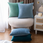 Emema Pack Of 2 Velvet Pillow Covers Decorative Square Pillowcase Soft Solid Cushion Case For Sofa Bedroom Car 16X16 Inch Light