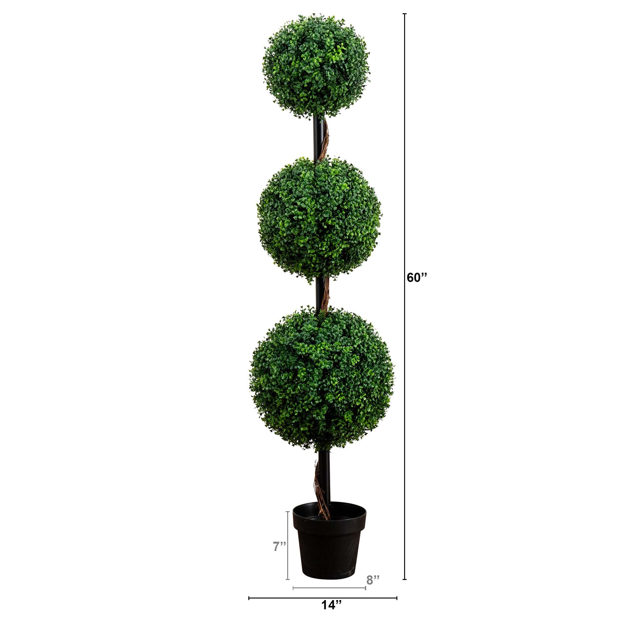 Nearly Natural 5Ft. Artificial Triple Ball Boxwood Topiary Tree (Indoor/Outdoor)