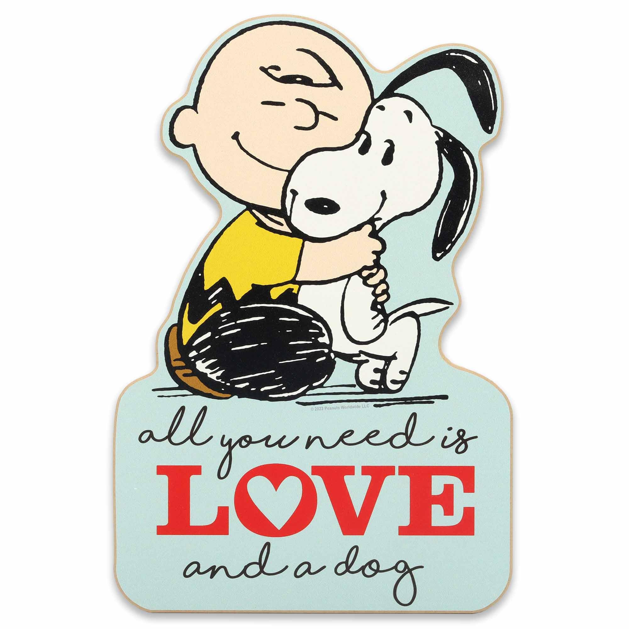 Peanuts Charlie Brown and Snoopy All You Need Is Love and a Dog Wood Wall Decor - Adorable Snoopy Wall Art for Home