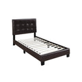 Benjara BM232011 Full Leatherette Bed with Checkered Tufted Headboard, Dark Brown