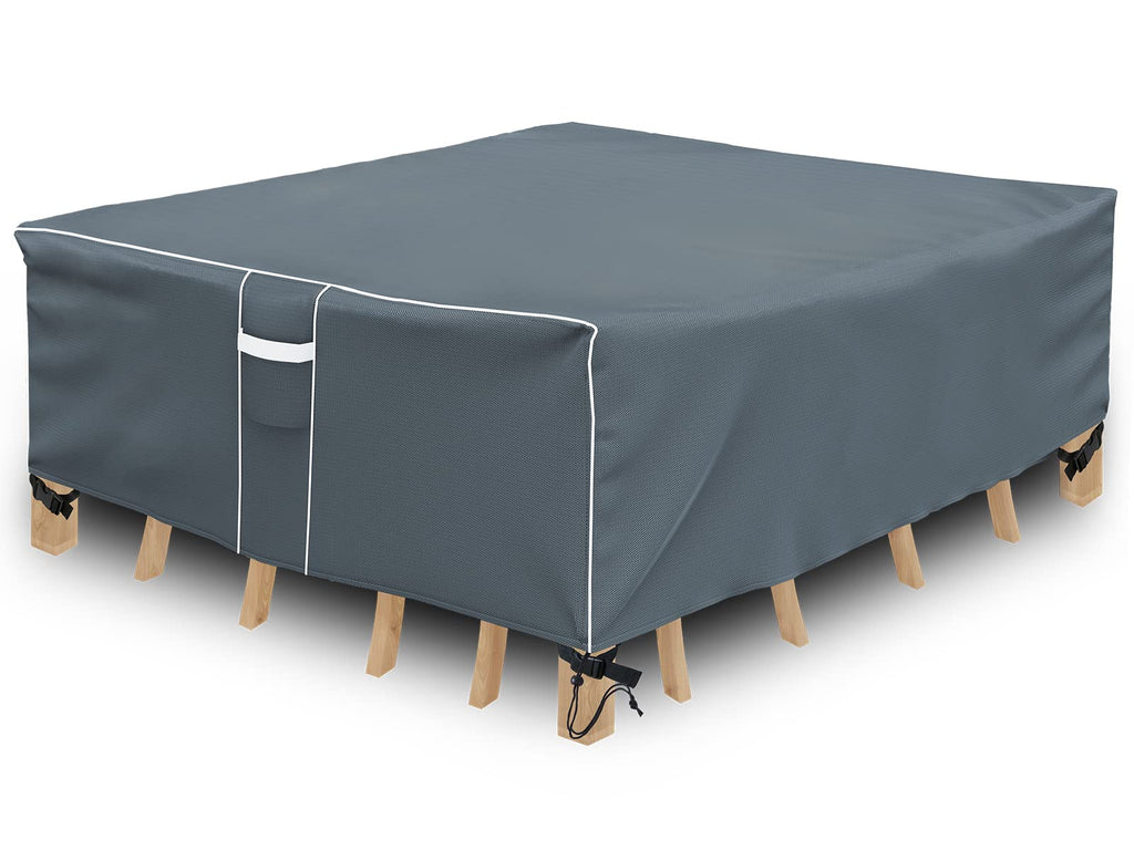 Square Patio Furniture Covers, Waterproof Outdoor Furniture Cover, 500D Heavy Duty, All Weather Protection Patio Covers For Outdoor Dining Table Set, 98' L X 98' W X 29' H -Grey