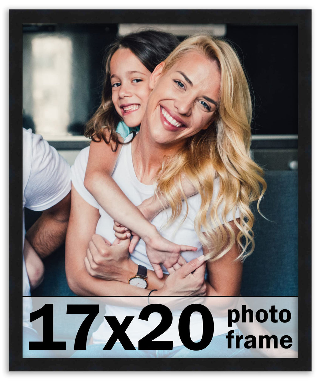 17x20 Frame Black Picture Frame - Complete Modern Photo Frame Includes UV Acrylic Shatter Guard Front, Acid Free Foam Backing Bo