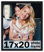 17x20 Frame Black Picture Frame - Complete Modern Photo Frame Includes UV Acrylic Shatter Guard Front, Acid Free Foam Backing Bo