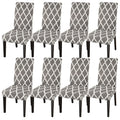 Jqinhome Dining Room Chair Covers Set Of 8, High Stretch Chair Slipcover Removable Washable Chair Seat Protector Cover For Home Party Hotel Wedding Ceremony (Grey White)