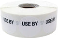 White Circle With Black Use By Writable Stickers, 1 Inch Round, 500 Labels On A Roll