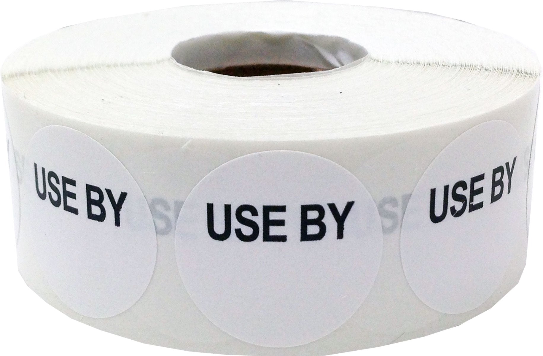 White Circle With Black Use By Writable Stickers, 1 Inch Round, 500 Labels On A Roll