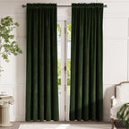Lazzzy Green Velvet Curtain Thermal Insulated Curtains 84 Inch Long Drapes For Bedroom Living Room Darkening Window Treatments Rod Pocket, Set Of 2, Moss Green