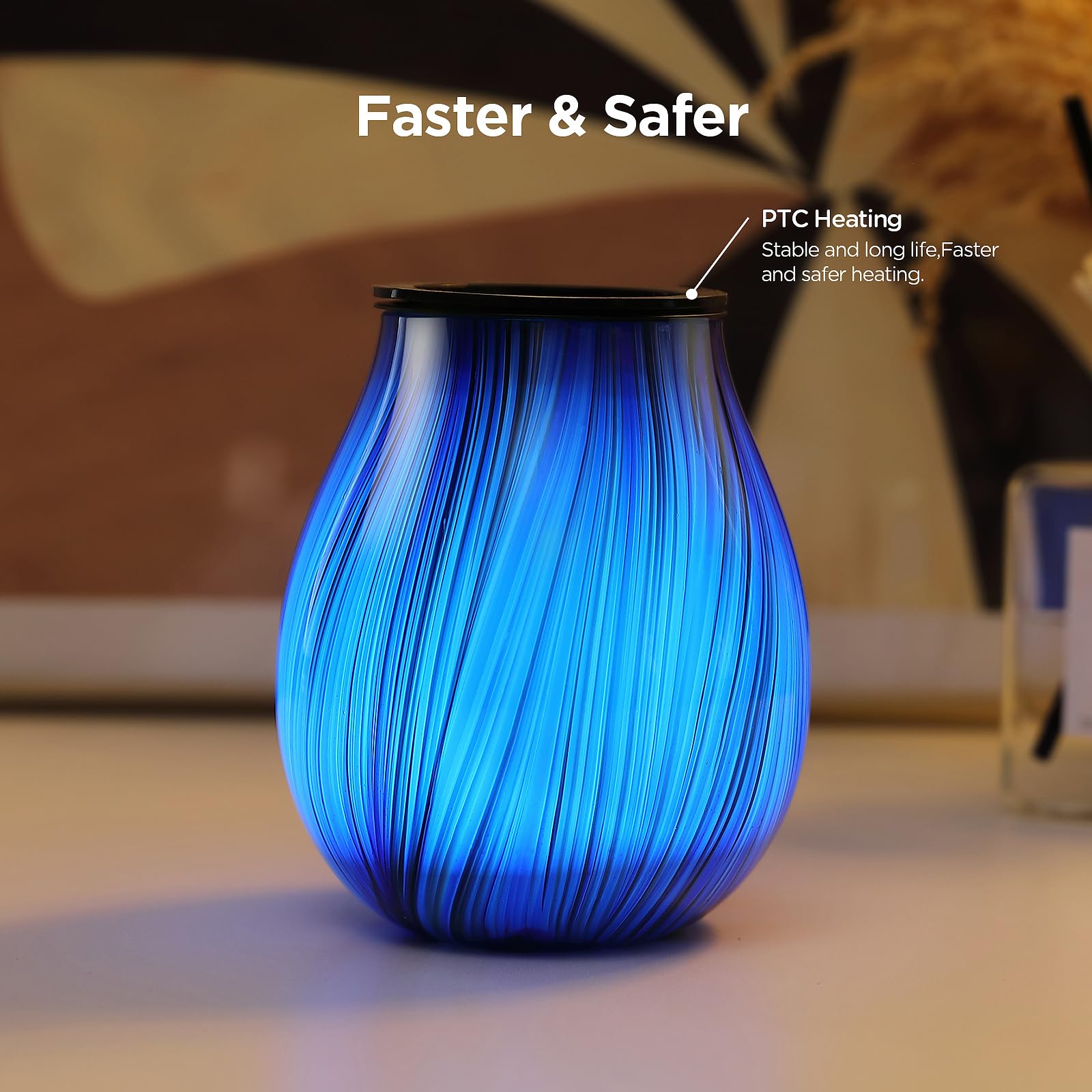 Electric Wax Melt Burner Art Glass Scented Candle Warmer With Timer And 7 Led Color Changing Removable Silicone Dish For Wax Mel