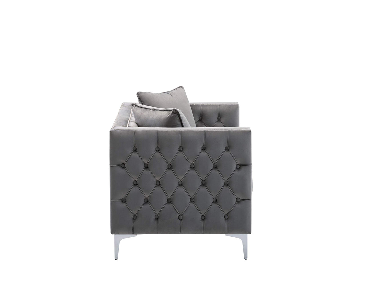Lilola Home Lorreto Gray Velvet Loveseat