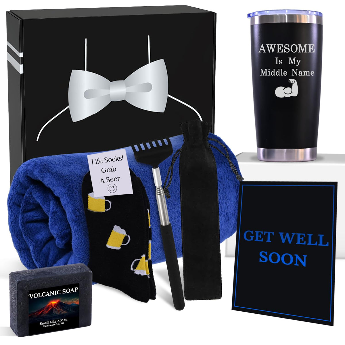 Goldmus Get Well Soon Gifts For Men - Care Package For Men And Get Well Gifts For Men After Surgery. Inspirational Gift Baskets