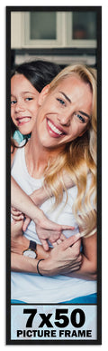 CountryArtHouse 7x50 Frame Black Solid Pine Wood Picture Frame Includes UV Acrylic Plexiglass, Acid Free Foam Backing Board and 