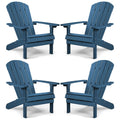 Yefu Adirondack Chairs Set Of 4 Plastic Weather Resistant-Navy Blue, Modern Poly Lumber Outdoor Chairs Like Real Wood, Widely Used In Outdoor, Patio, Deck, Outside, Fire Pit Garden, Campfire Chairs