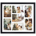 Golden State Art, 13.7x15.7 Matted Black Wood 7-Opening for 4 x 6 Collage Picture Frame