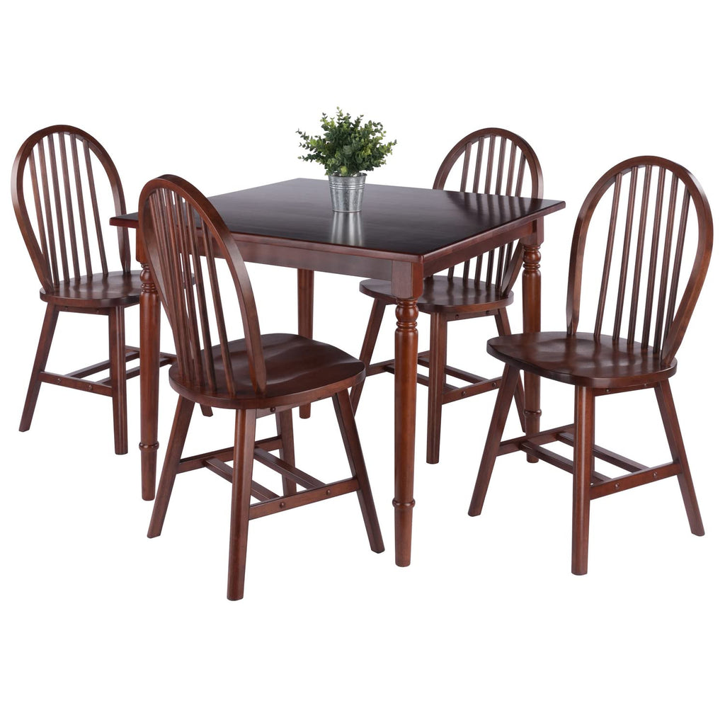 Mornay 5-Pc Dining Table with Windsor Chairs - Walnut