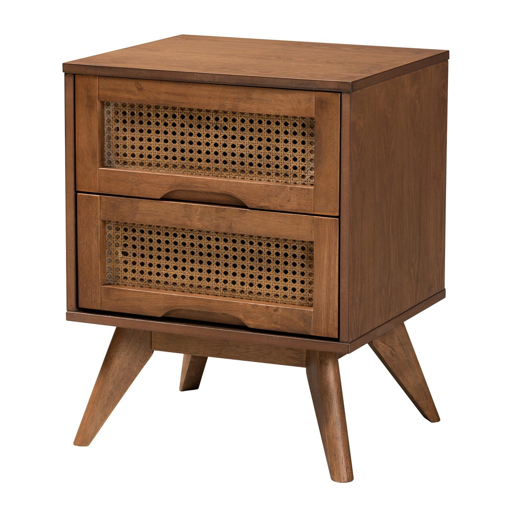 Baxton Studio Rina Ash Walnut Wood 3-Piece Full Size Bedroom Set With Rattan