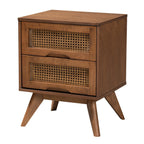 Baxton Studio Rina Ash Walnut Wood 3-Piece Full Size Bedroom Set With Rattan