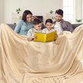 Phf Oversized King Fleece Blanket 120'X120', No Shed No Pilling Big Soft Blanket, Extra Large 10'X 10' Lightweight Blanket For Bed, Sofa Travel And Camping, Suitable For All Season, Beige