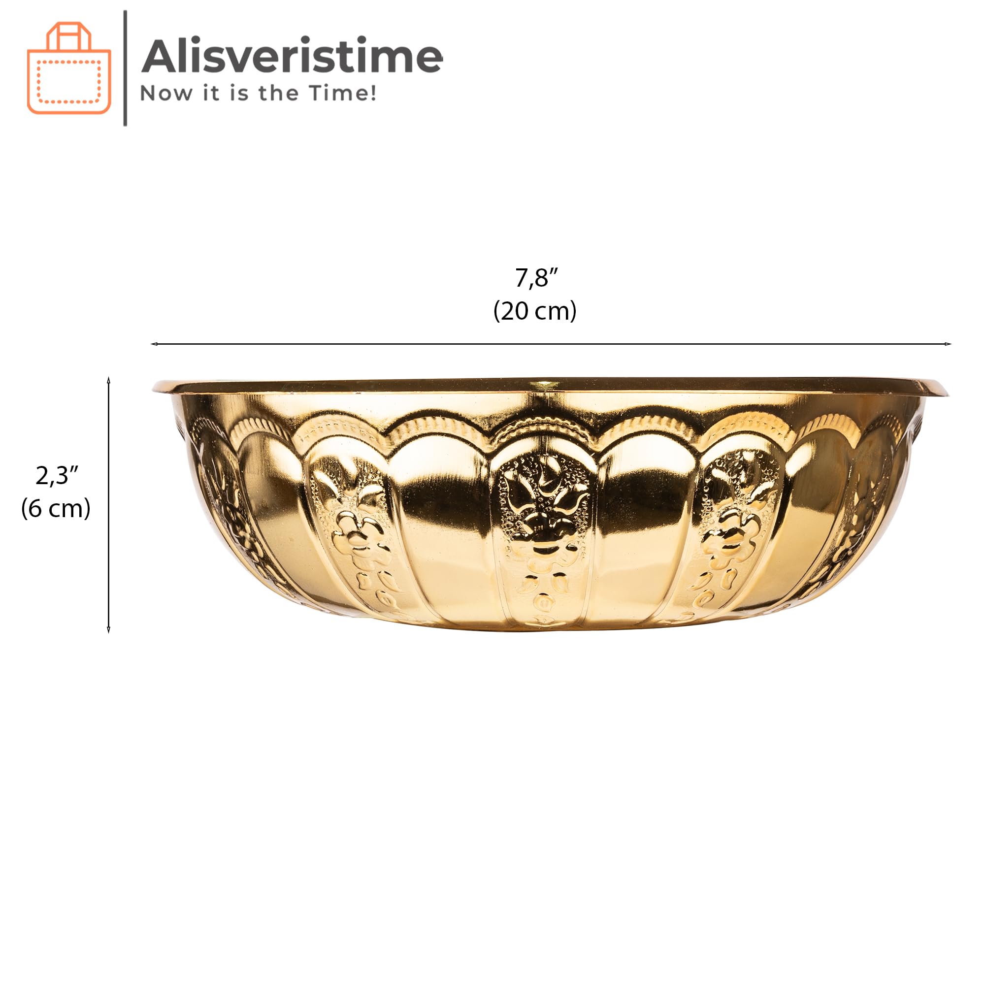 Alisveristime 1.06 Qt Turkish Hammam Bath Bowl, Traditional Metal Construction, Diameter 7.87', Height 2.36' - Multiple Colors