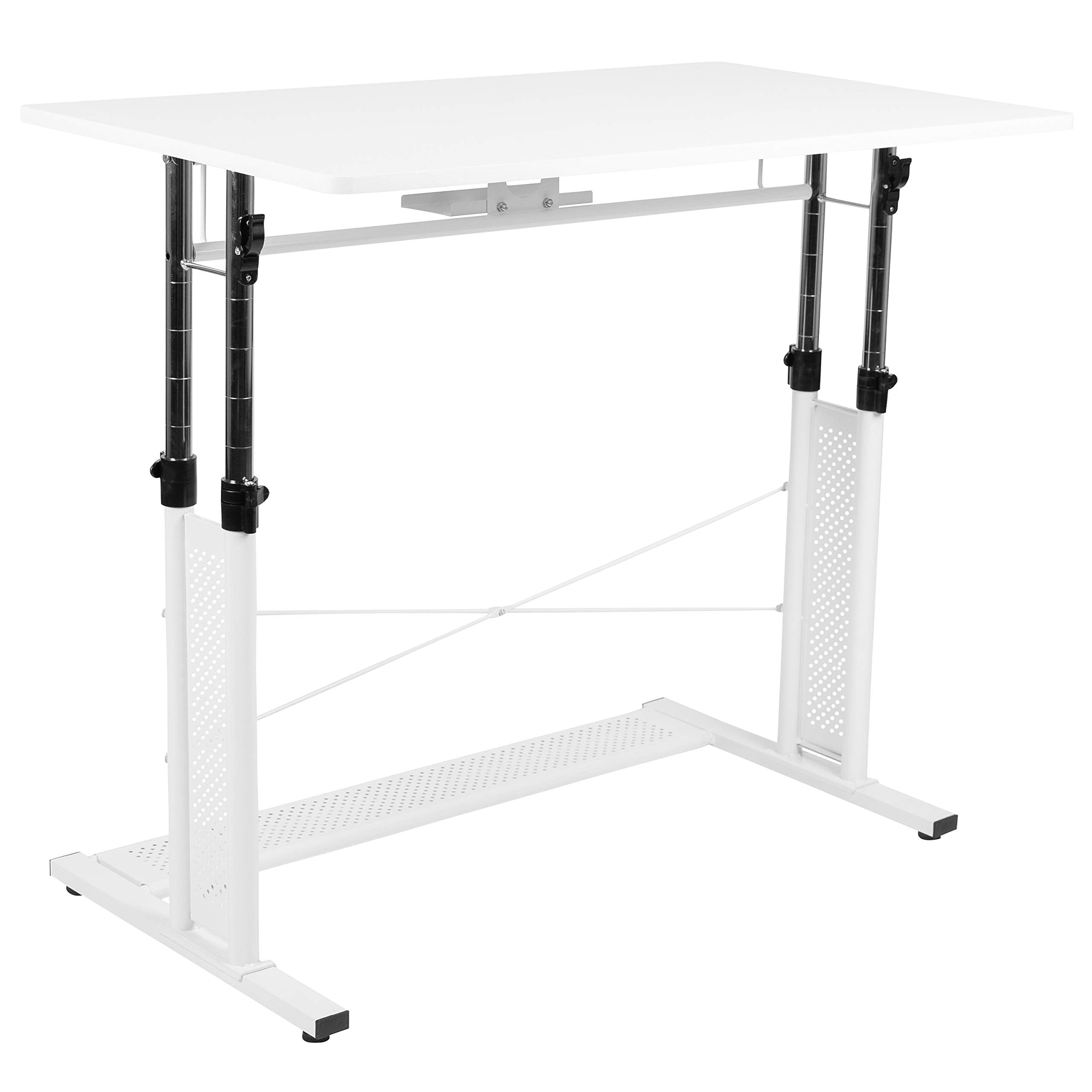 Flash Furniture Fairway Height Adjustable (27.25-35.75H) Sit to Stand Home Office Desk - White