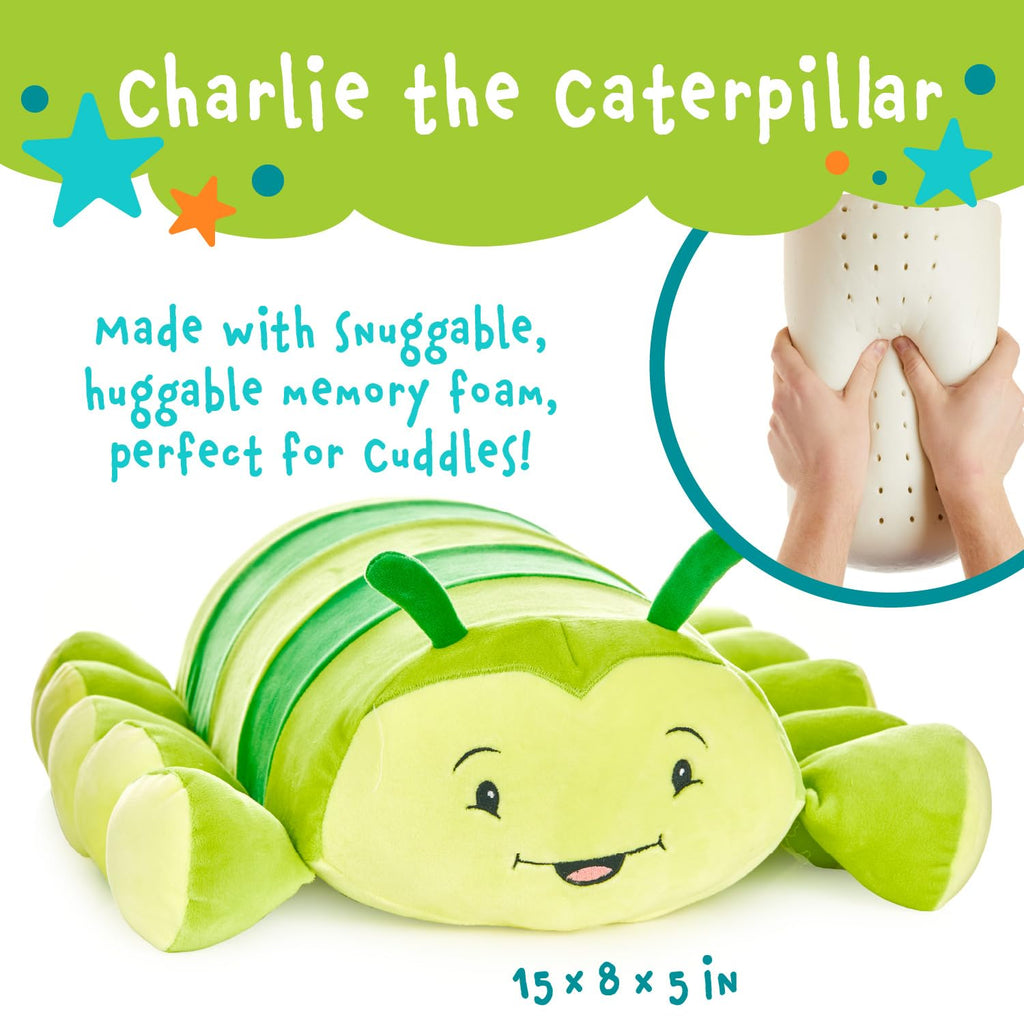 Memory Mates Charlie The Caterpillar Memory Foam Pillow Plush,15    Stuffed Animal