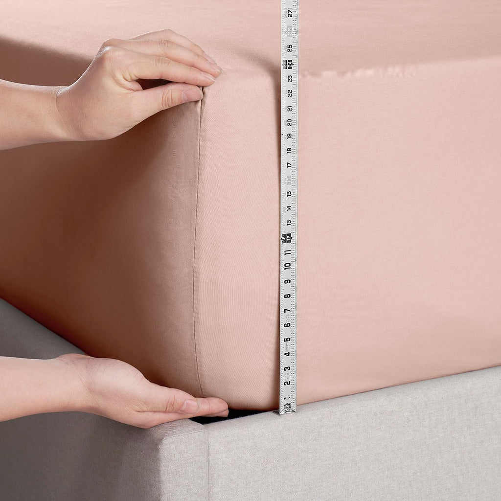 Nestl Extra Deep Pocket Full Fitted Sheet, Peach Beige Full Size Fitted Sheet Only, 1800 Microfiber Fitted Bed Sheet, Ultra Soft Full Bed Fitted Sheet Fits Up To 24 Inch Mattress