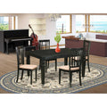 East West Furniture WENI5-BLK-C 5 Piece Dining Room Furniture Set Includes a Rectangle Kitchen Table with Butterfly Leaf and 4 Linen Fabric Upholstered Chairs, 42x60 Inch, Black