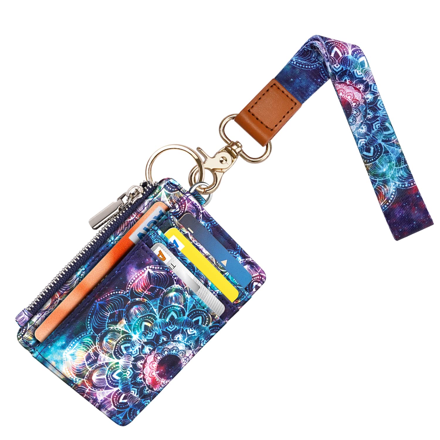 Waveyu Cute Wristlet Lanyard Hand Wrist Strap With Credit Card Holder Wallet Id Badge Holder Wristlet Keychain For Women Lanyard