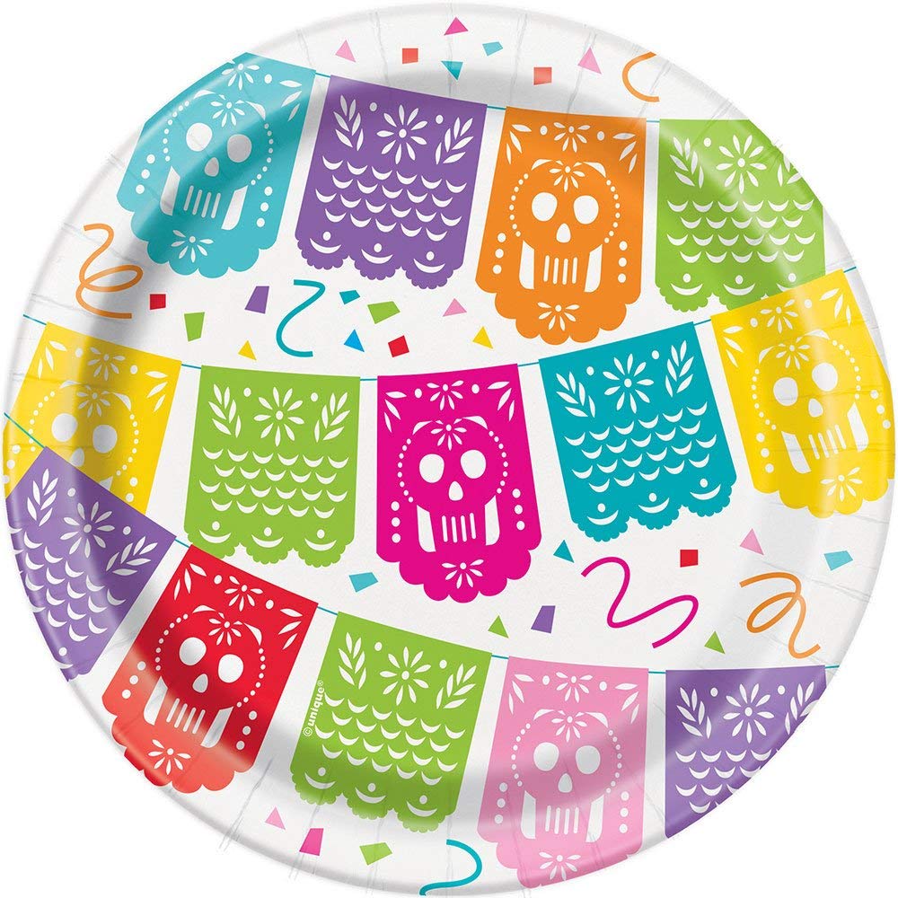 Round Dessert Paper Plates - 7 | Mexican Fiesta | 8 Pcs