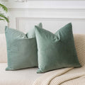 Juspurbet Sage Velvet Throw Pillow Covers 16X16 Inch Set Of 2 For Living Room Couch Sofa Bedroom Decorative Square Solid Soft Cu
