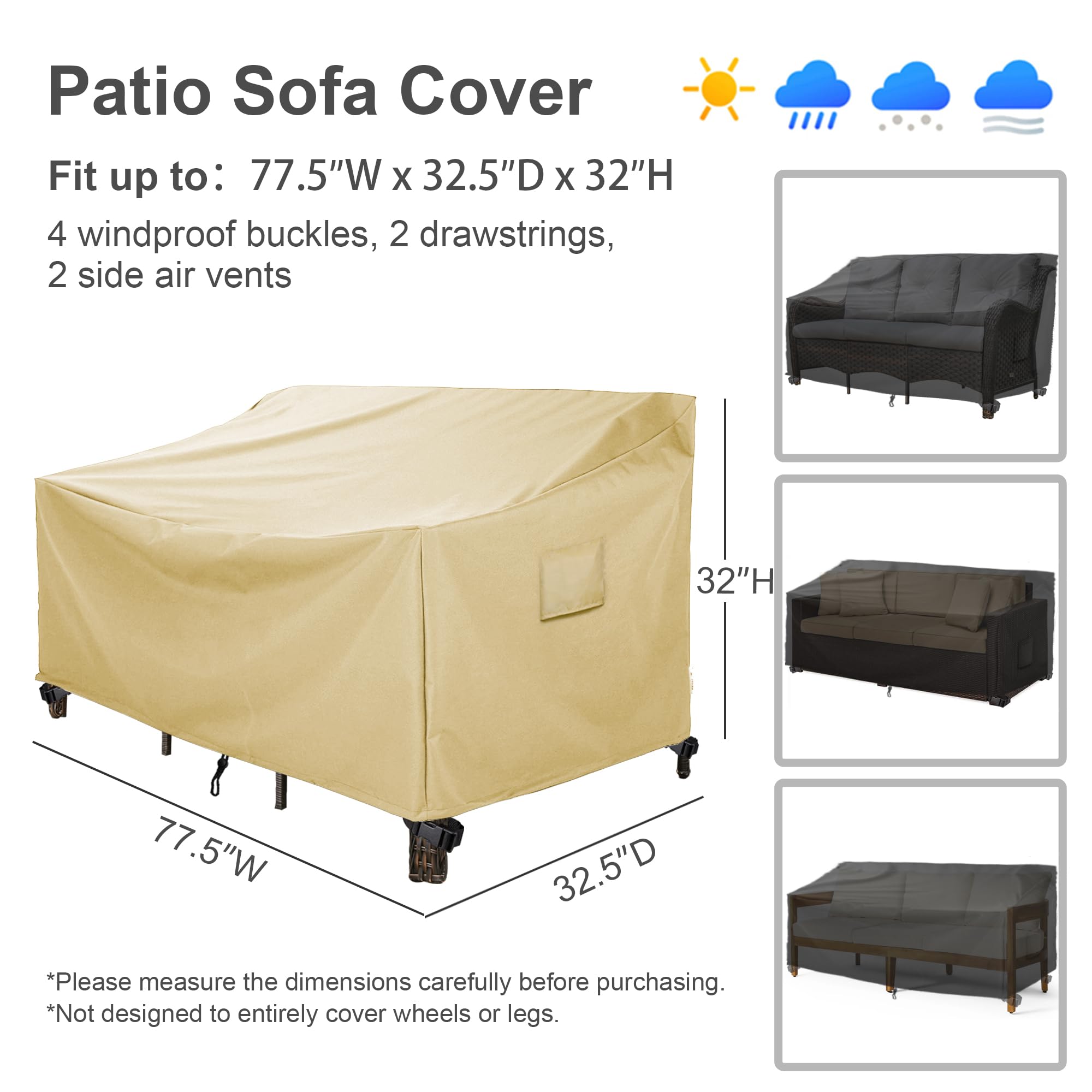 Baner Garden Patio Furniture Covers,Outdoor Furniture Cover Waterproof,Patio Furniture Set Covers For 4 Piece Outdoor Conversation Set,Patio Covers Set-Xx-Large (Beige)