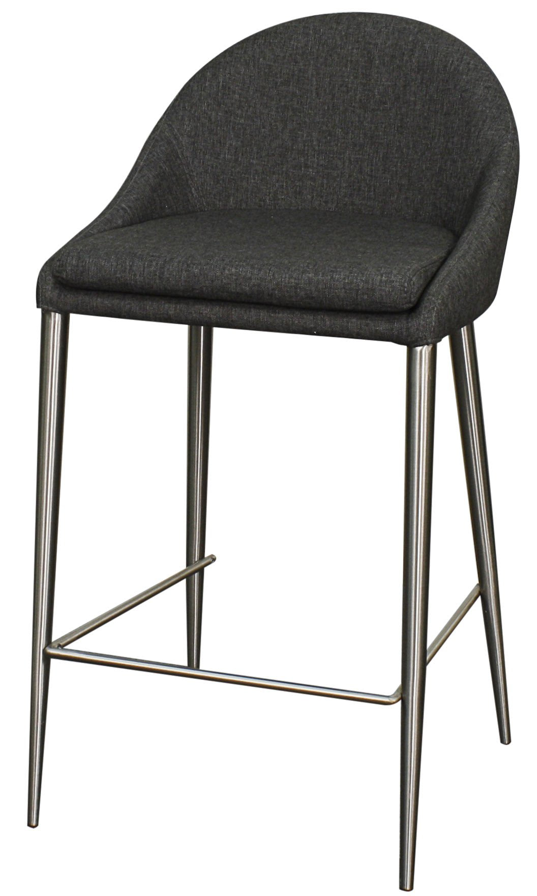 New Pacific Direct Zane Fabric Counter Stool,Brushed Stainless Steel Legs,Night Shade Gray,Set Of 2