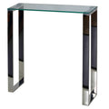 Cortesi Home Forli Small Entry Way Console Table Contemporary Glass and Stainless Steel Finish 28 in Wide Accent, Silver and Cle