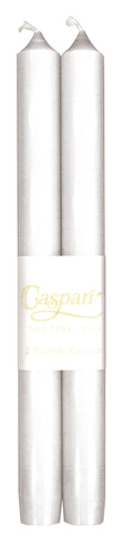 Caspari Straight Taper Candles in White Pearlescent - 2 Per Package