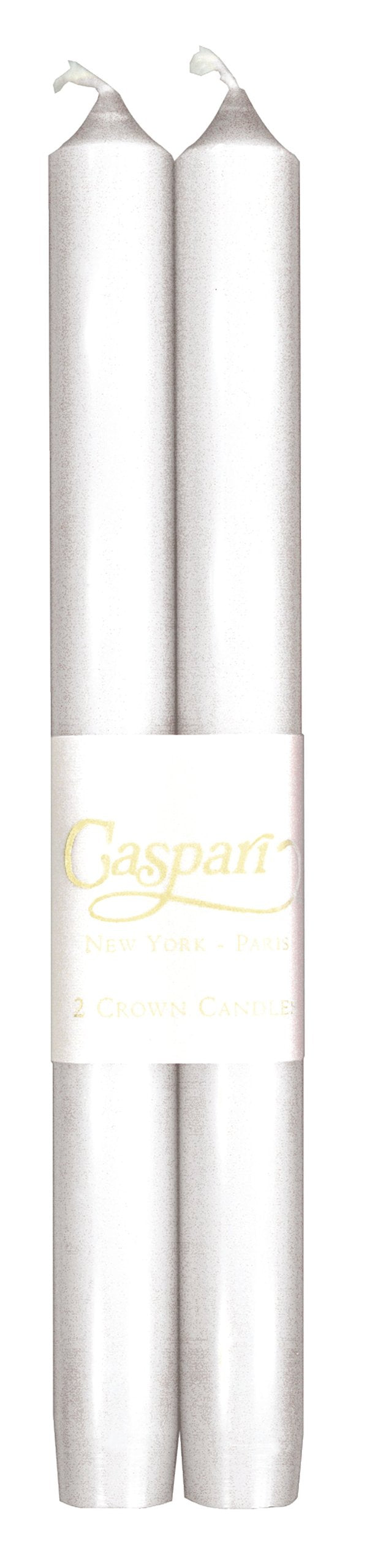 Caspari Straight Taper Candles in White Pearlescent - 2 Per Package