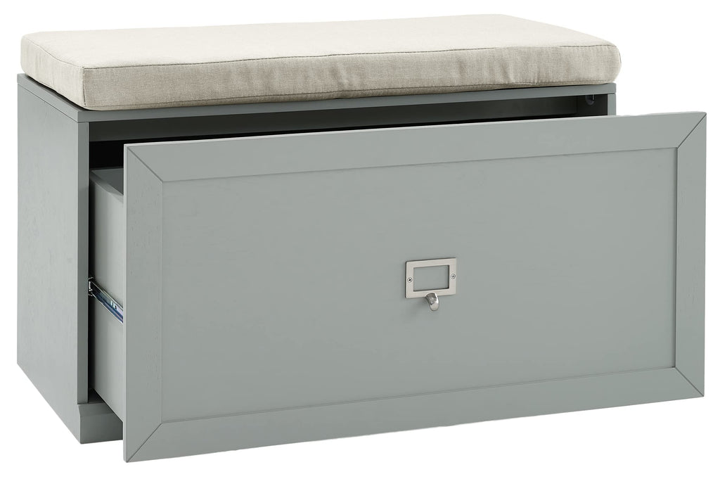 Crosley Furniture Harper Entryway Storage Bench, Grey, Engineered Wood, CF6027-GY, with Shoe Rack Organizer Drawer