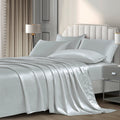 P Pothuiny Satin Sheets Queen (6 Pieces, Silver Grey) - Luxury Silky Satin Bed Sheets Queen Bedding Set, Extra Soft Satin Sheet